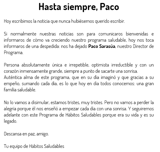 Paco sarasua habitos saludables