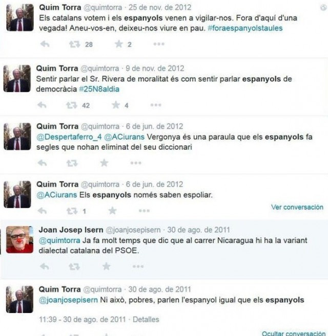 Els comentaris xenòfobs de Quim Torra a Twitter: 
