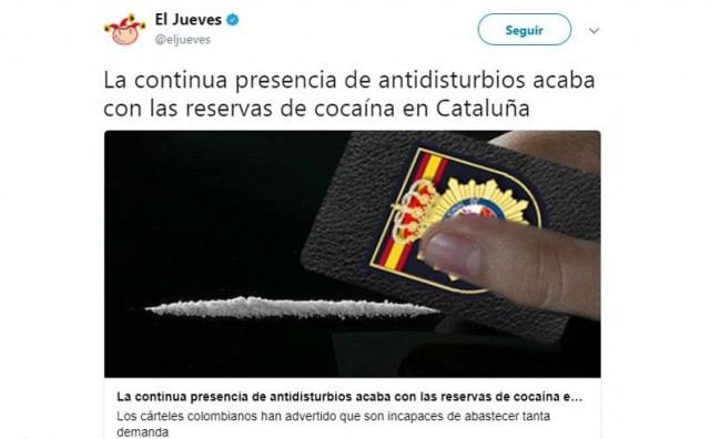 Un jutge veu delicte d'injúries a la publicació de 'El Jueves' sobre la policia i el consum de cocaïna