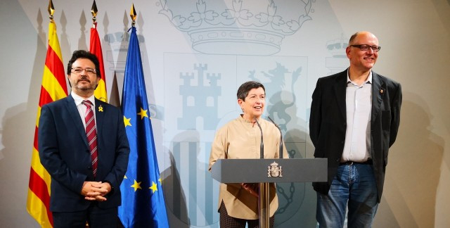 Ricard Font Teresa Cunillera y el alcalde de Sant Feliu de Llobregat Jordi San Jos