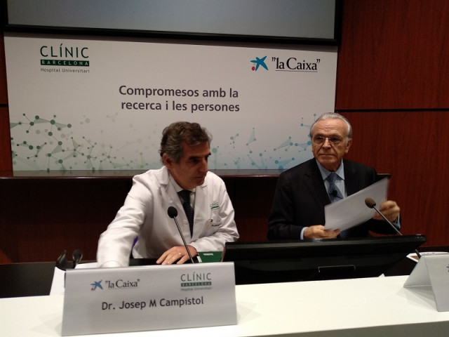 El director general del Clnic Josep Maria Campistol y el presidente de la Fundacin Bancaria La Caixa Isidre Fain