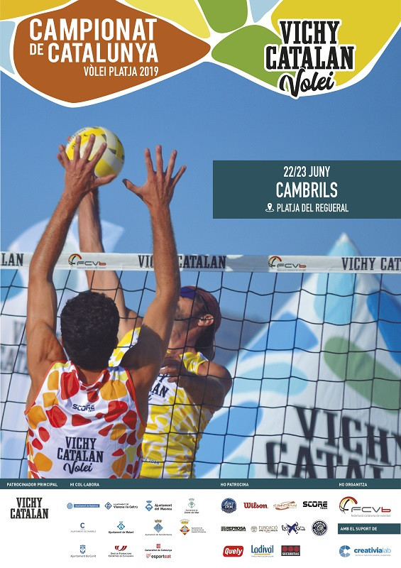 Cartell Campionat de Catalunya Volei Platja Vichy Catalan 2019