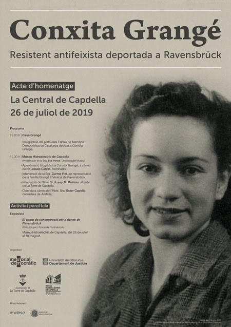 Cartel del homenaje a Conxita Grange en La Torre de Capdella grande