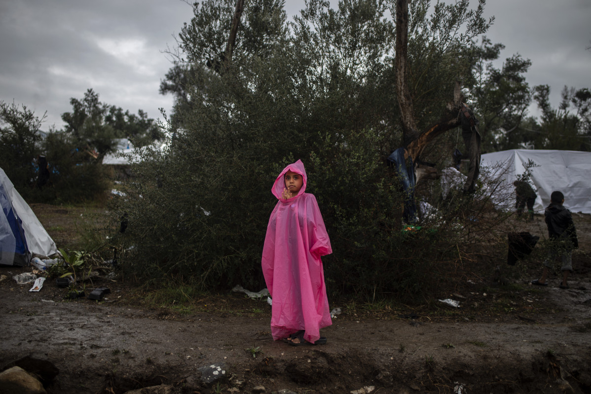Refugiada a Lesbos