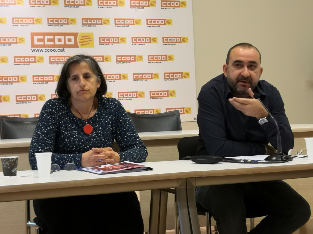 ElsecretariogeneraldeCC.OO.DeCatalunyaJavierPachecoylaportavozDolorsLlobet