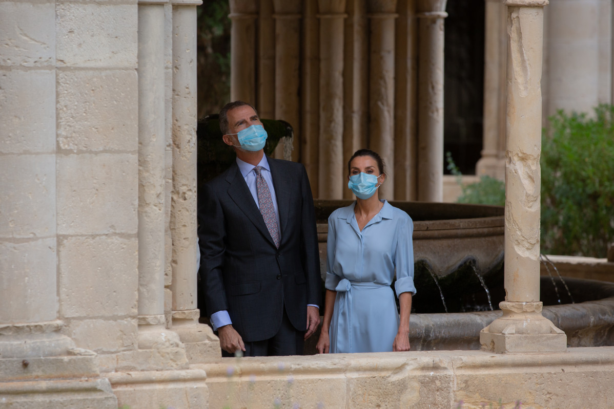 Los Reyes Felipe VI y Letizia visitan el Monasterio de Santa María de Poblet, en Vimbodí i Poblet, Tarragona, Catalunya (España), a 20 de julio de 2002. La visita, que un primer momento incluía ta