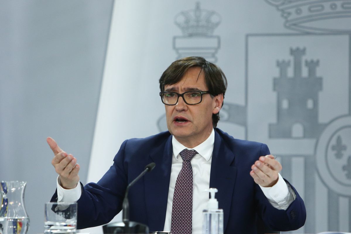 El ministro de Sanidad, Salvador Illa, ofrece una rueda de prensa tras la reunión del Consejo Interterritorial del Sistema Nacional de Salud, en Madrid (España), a 28 de diciembre de 2020.