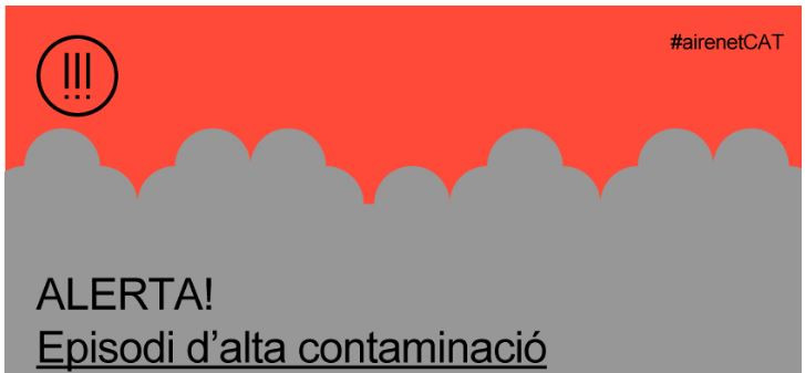 Declarat a tot Catalunya un episodi d'alta contaminació a causa de la presència de pols africana a l'atmosfera