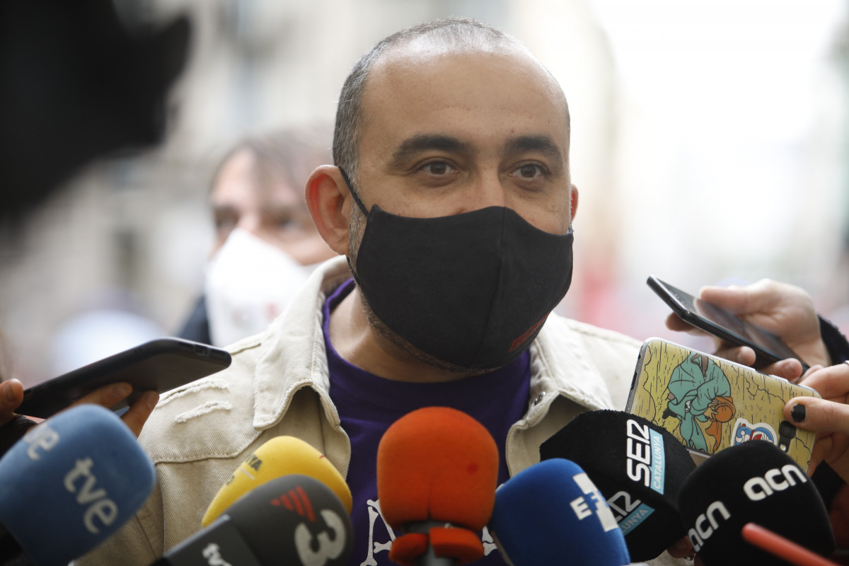 El secretario general de CC.OO. De Catalunya, Javier Pacheco, en la concentración de Barcelona por el 1 de Mayo, Día del Trabajador