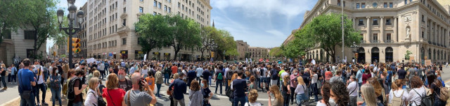 Unes 2.500 persones es concentren a Barcelona en contra de l'ERO a BBVA i tallen via Laietana
