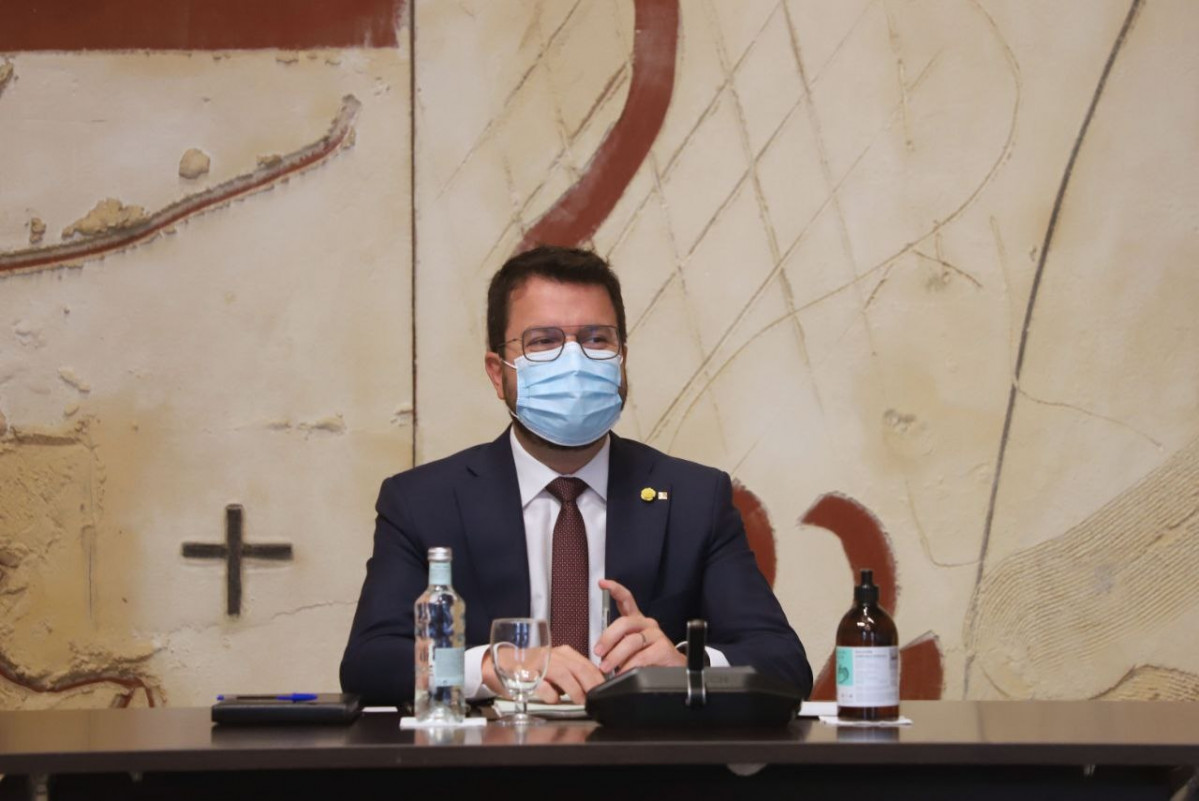 El presidente del Govern, Pere Aragonès, en el Consell Executiu del 31 de agosto.
