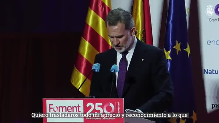 ️Durante la entrega de los XIV Premios Carles Ferrer Salat y las Medallas de Honor Conmemorativas del 250 aniversario @FomentTreball, el Rey se ha dir