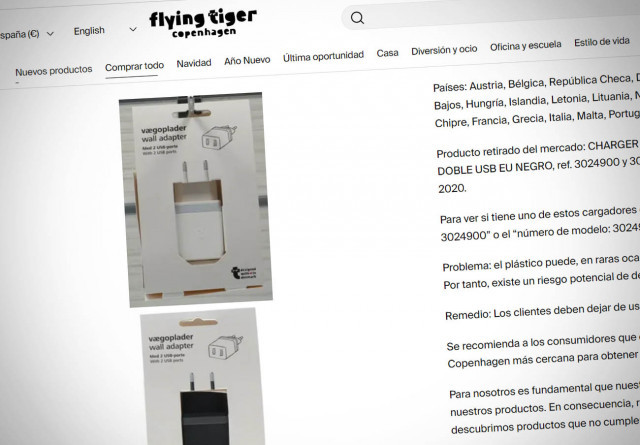 Retiren dos carregadors venuts a Tiger per risc de descarga elèctrica