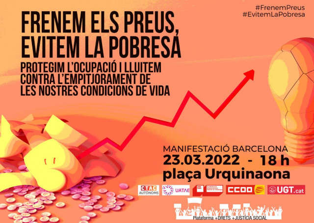 Davant la pujada de preus que ofega l'economia familiar, els sindicats criden a manifestar-se aquest dimecres