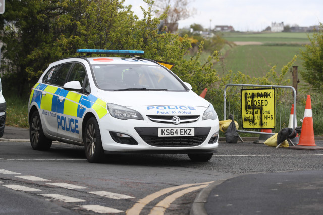EuropaPress 2961682 01 may 2020 england whitley bay police car blocks the road where swastika 1