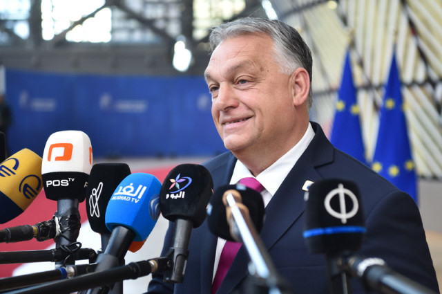 EuropaPress 5636476 handout 14 december 2023 belgium brussels prime minister of hungary viktor