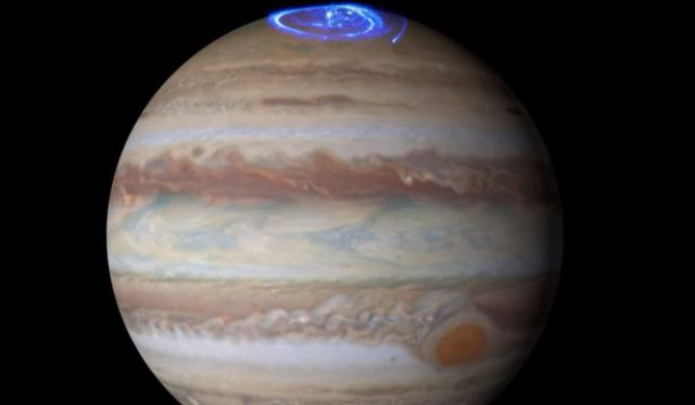 ElplanetaJpiterenlaimagensepuedenversusaurorasboreales.MisinJuno.