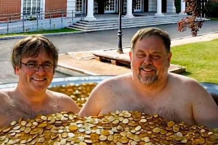 El PP crea una imatge de Junqueras i Puigdemont en un jacuzzi per criticar la condonació del deute