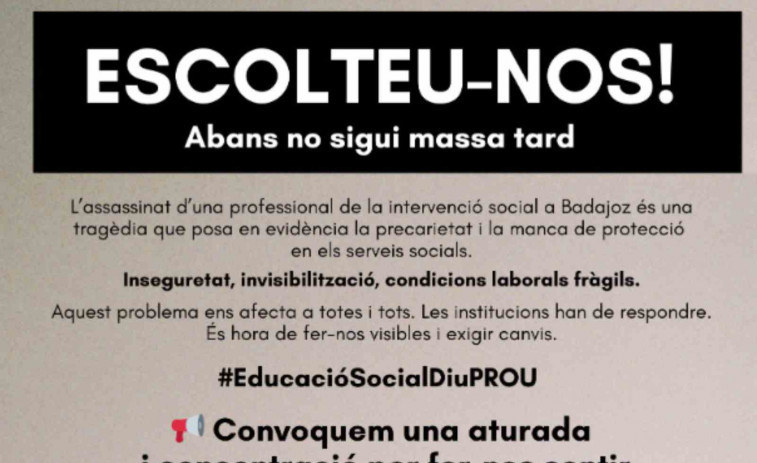 És hora d'actuar! Educadors socials de Catalunya surten als carrers després d'assassinat a Badajoz