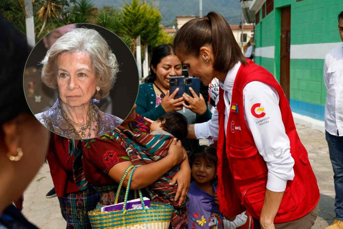 La Reina Sofía y Letizia con su chaleco rojo en Guatemala   EP   Fotomontaje de CANVA PRO