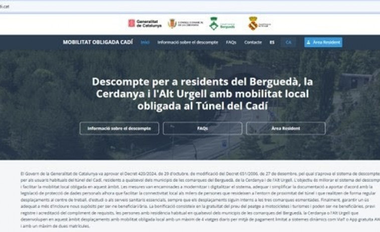 Activen la web perquè veïns del Túnel del Cadi puguin beneficiar de la seva gratuïtat