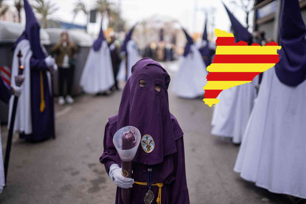 29 de marzo de 2024, España, Barcelona Miembros de la hermandad 15 1 participan en la procesión del Viernes Santo en Barcelona. Foto Marc Asensio ClupesZUMA Press Wiredpa