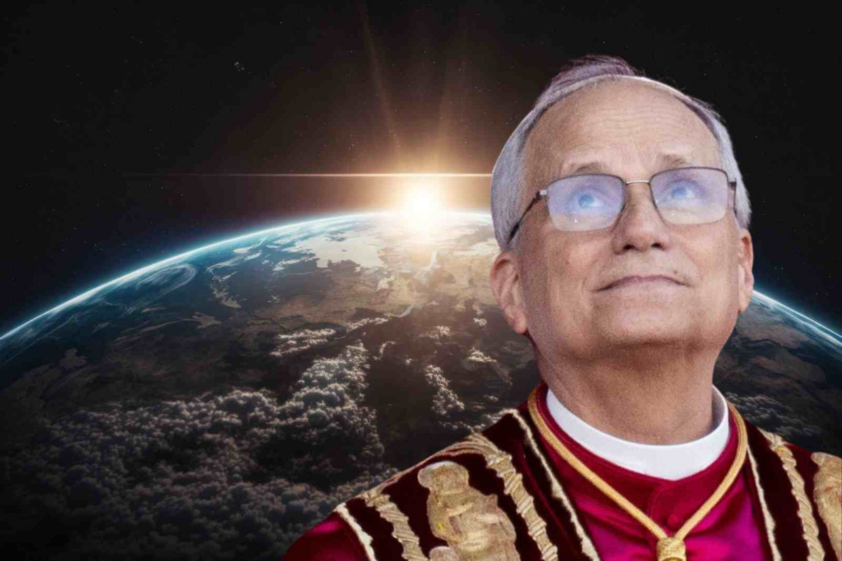 El nuevo Papa León XIV con el planeta Tierra de fondo   CANVA