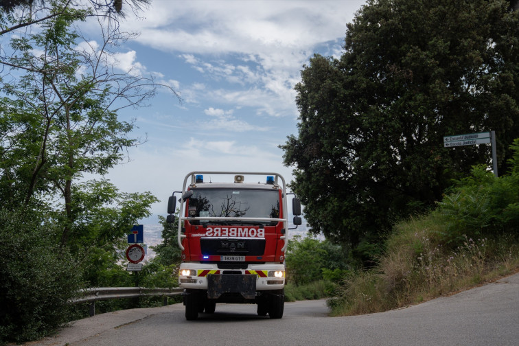 Bombers treballa en un incendi en una zona de bosc de Santa Coloma de Gramenet