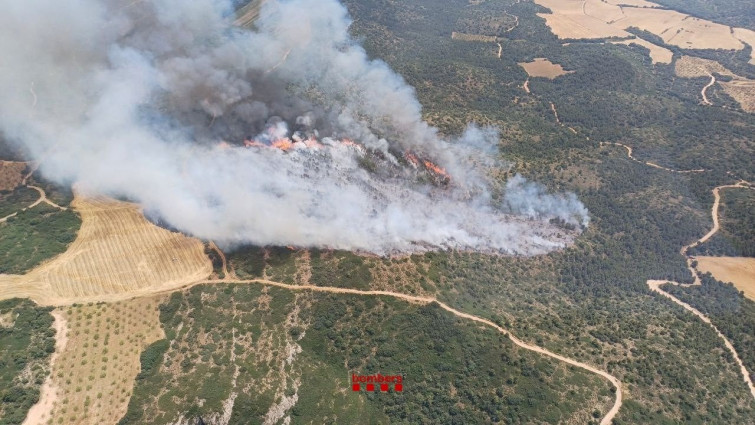 Bombers treballa en un incendi de vegetació a Os de Balaguer