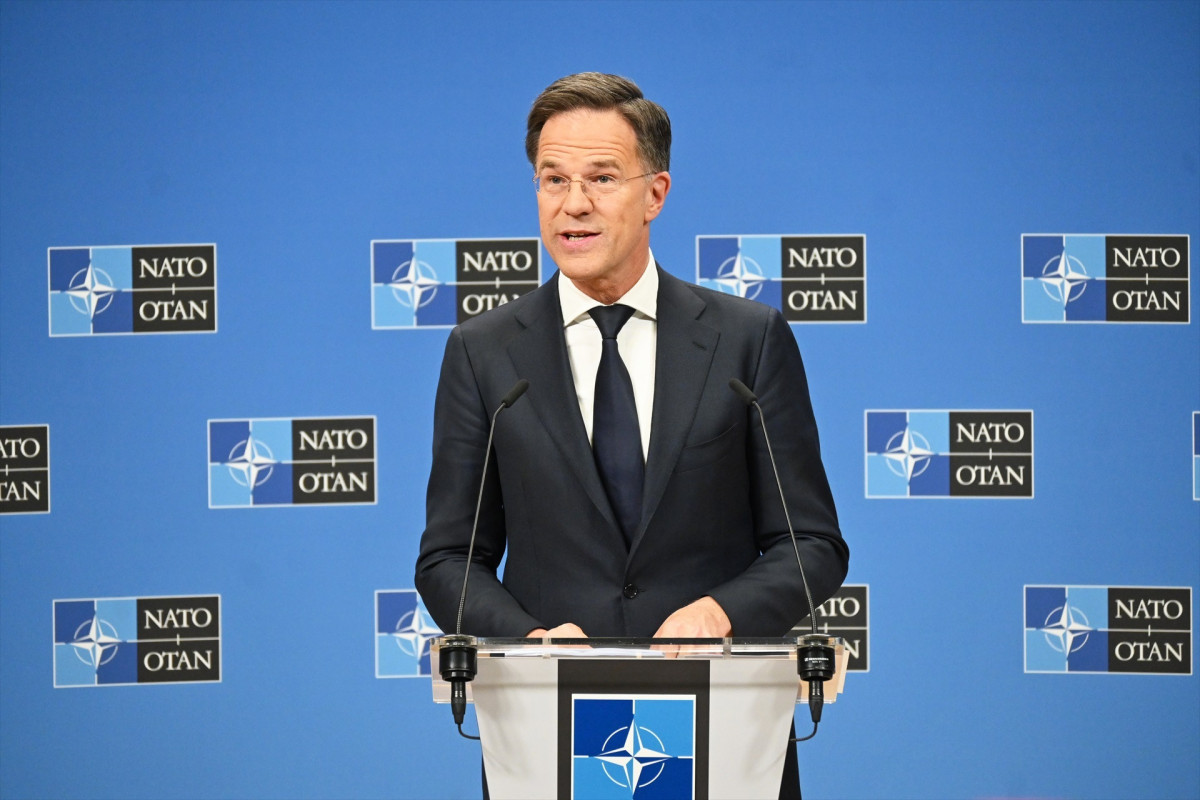 EuropaPress 6624228 04 april 2025 belgium brussels nato secretary general mark rutte speaks to