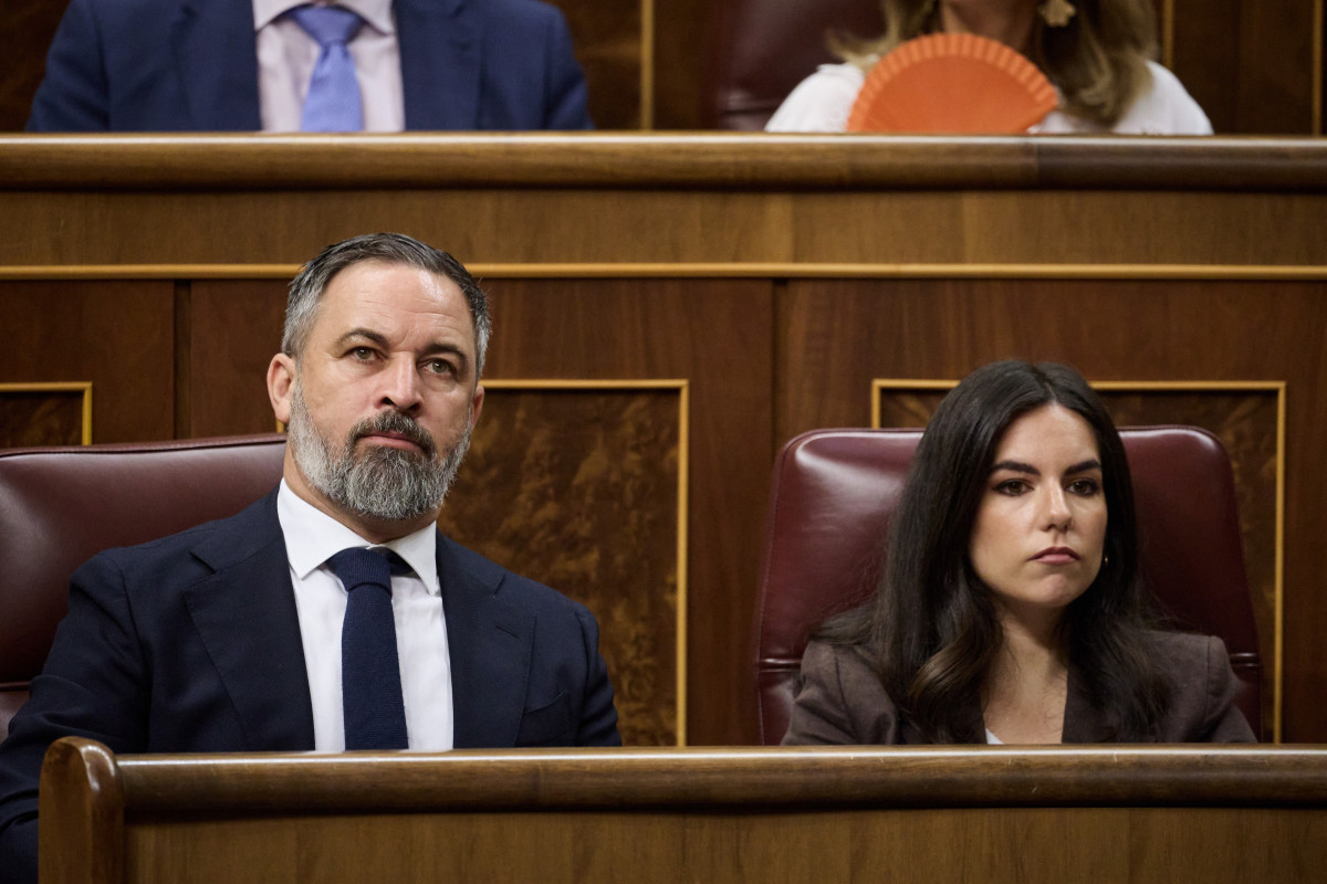 El líder de Vox, Santiago Abascal, durante un pleno en el Congreso de los Diputados, a 25 de junio de 2025, en Madrid (España).