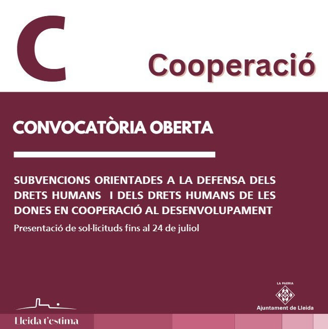 La capital del Segrià destina més de 175.000 euros per a projectes clau de cooperació i drets humans