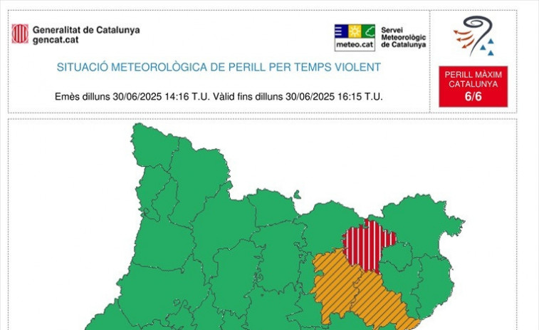 El Meteocat emet un avís per temps violent en tres comarques de Girona