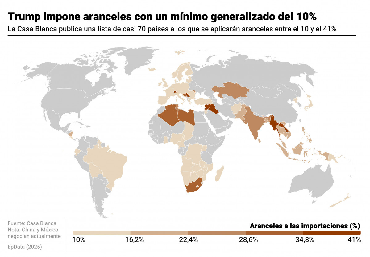 EuropaPress 6885295 mapa cifras aranceles paises presidente estados unidos donald trump