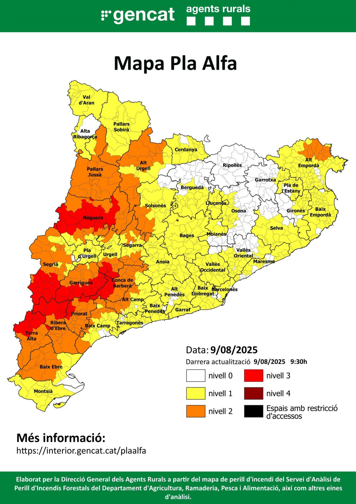 Mapa del Pla Alfa de este sábado