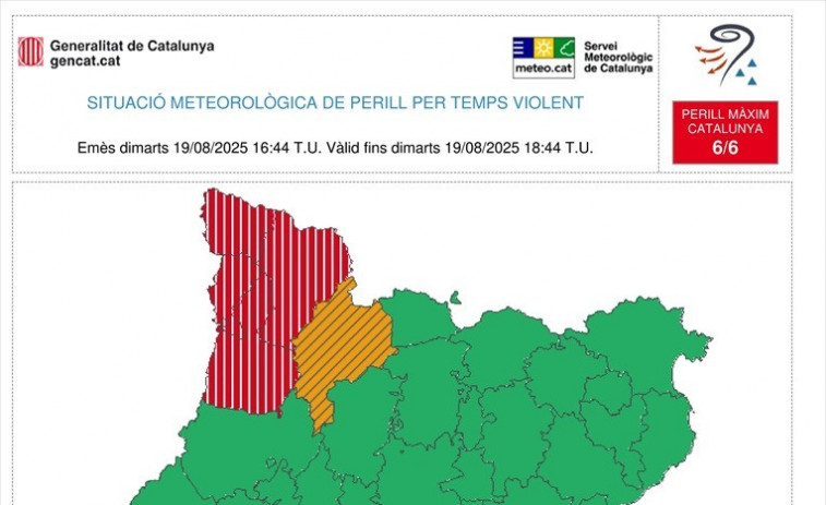 Alerta per temps violent aquest dimarts a diverses comarques de Lleida
