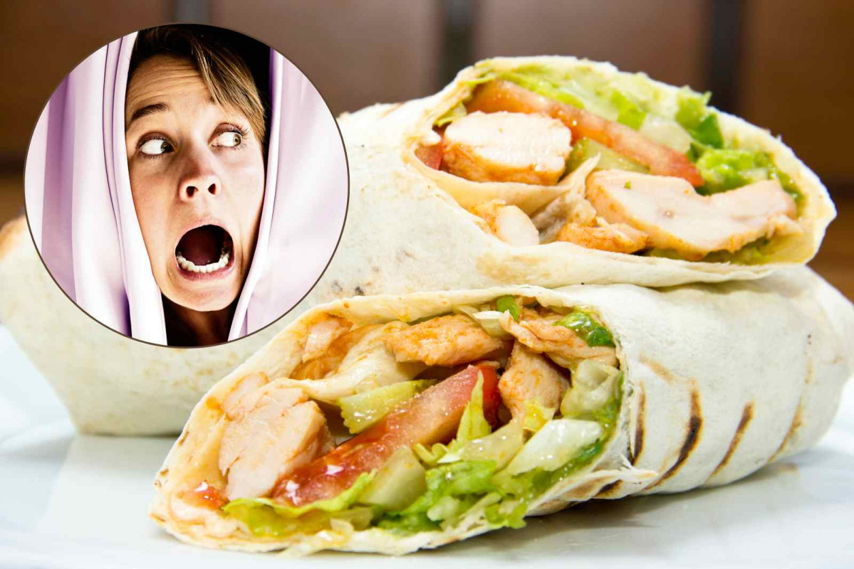 Wrap de pollo; una mujer aterrorizada   CANVA
