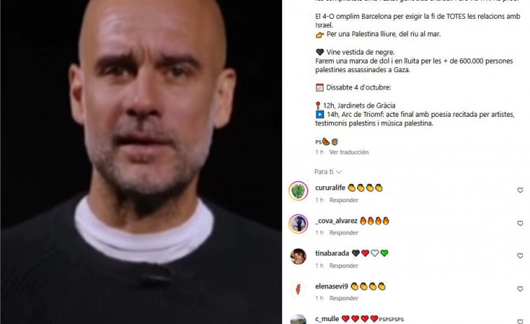 Vídeo | Guardiola, Fernández i Llach convoquen una manifestació massiva a Barcelona per Palestina