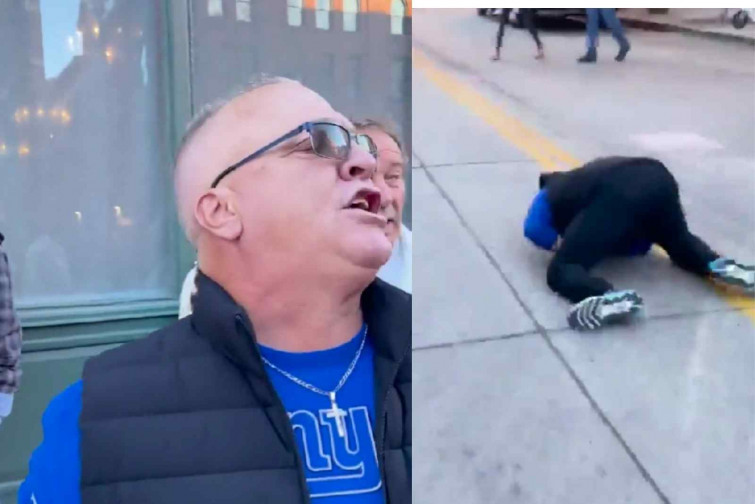 VÍDEO | Un simpatitzant de Trump es menja el terra després de llançar un insult homòfob a manifestants