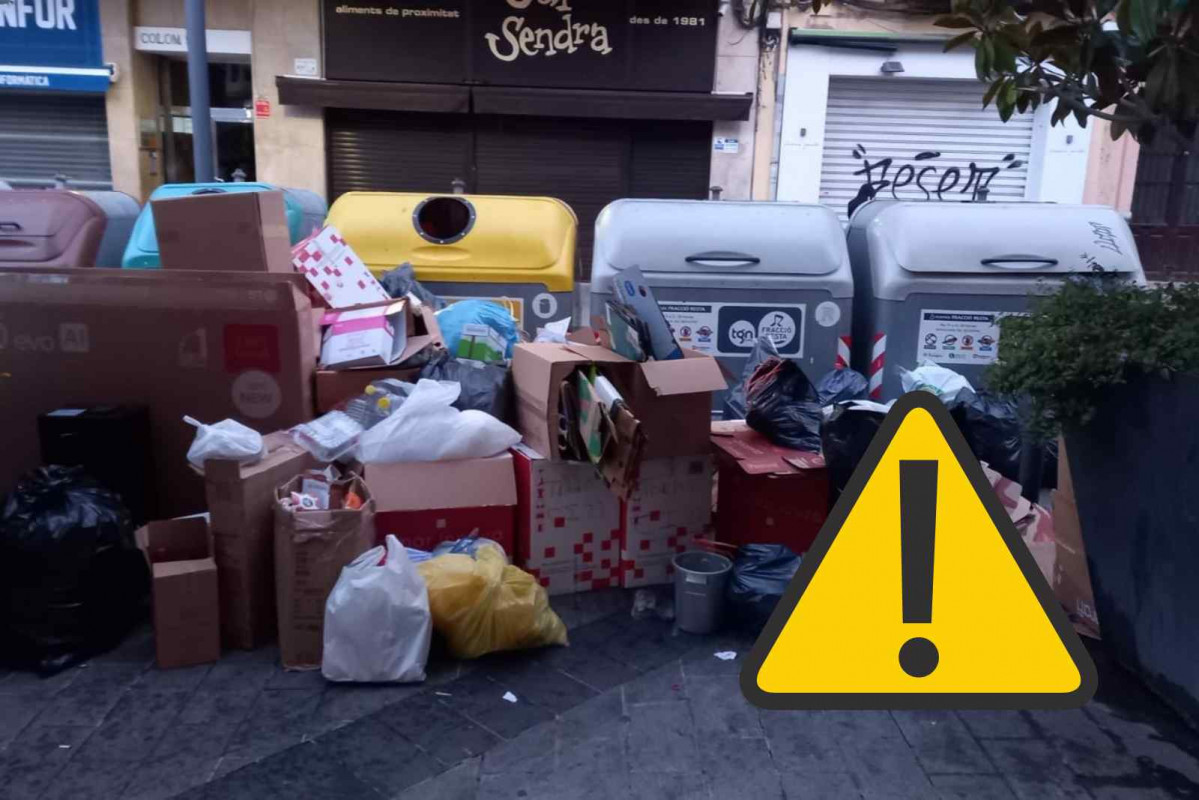 Basura acumulada en las calles de Tarragona   Imagen compartida por el exalcalde de Tarragona, Pau Ricomà, en X