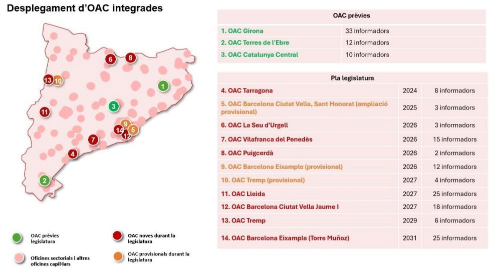 Mapa de las oficinas de atención ciudadana integrada previstas