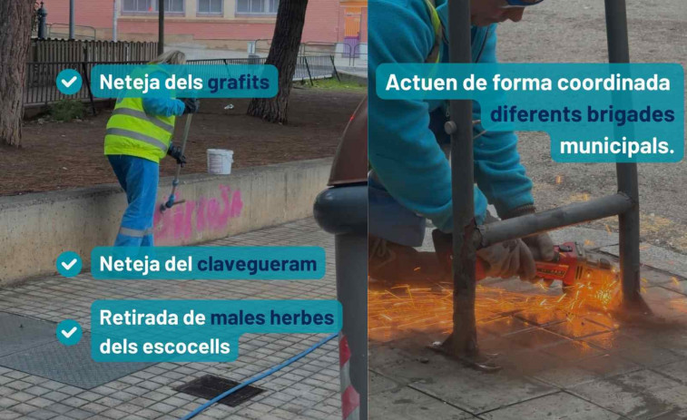 La Florida de L’Hospitalet es renova: neteja intensiva i retirada de grafitis en marxa