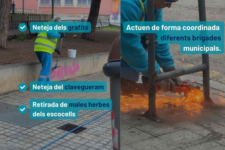 La Florida de L’Hospitalet es renova: neteja intensiva i retirada de grafitis en marxa
