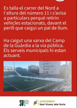 Sant Vicenç dels Horts con ráfagas de hasta 81km/h pierde parte del hormigón del campanario de Sant Josep