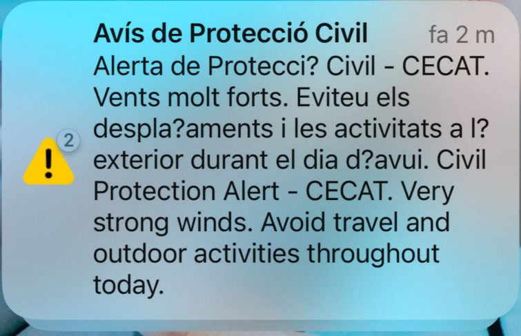 Protecció Civil activa alerta en 10 comarques de Catalunya per vent fort i possibles riscos addicionals