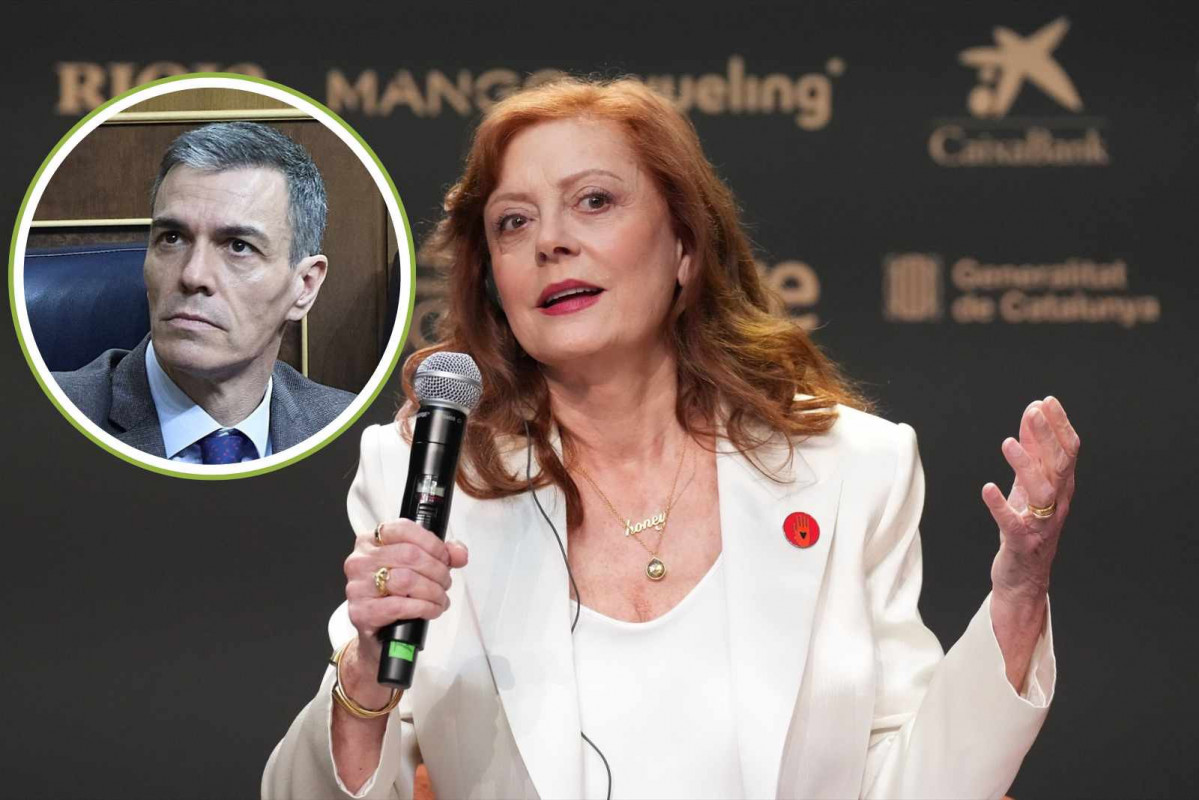 La actriz galardonada con el Goya Internacional, Susan Sarandon, ofrece una rueda de prensa en Barcelona, a 27 de febrero de 2026, en Barcelona; Pedro Sánchez   EUROPA PRESS