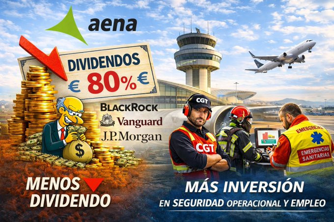 CGT adverteix que Aena ha de revisar dividends davant els riscos internacionals i oferir protecció