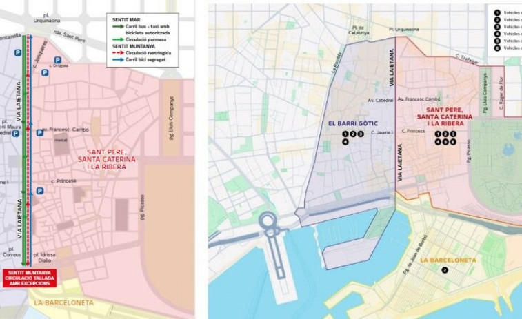 Barcelona multarà circular sense permís via ascendent a la Via Laietana a partir del 27 d'abril