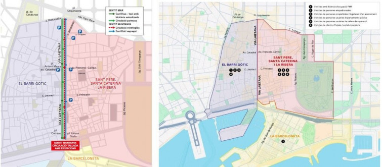 Barcelona multarà circular sense permís via ascendent a la Via Laietana a partir del 27 d'abril