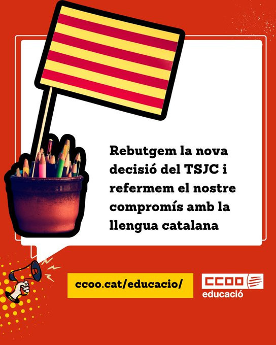 CCOO Educació alerta que la sentència del TSJC representa un atac directe al model educatiu català
